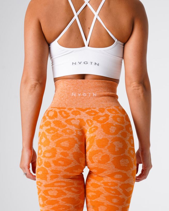 leopard sømløse leggings 22RN2T682 brent oransje Fitness NVGTN kvinner