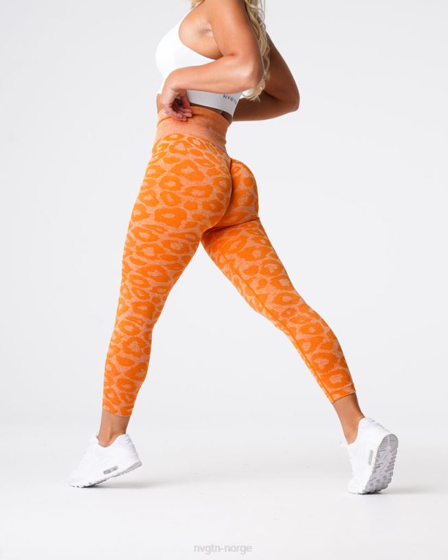 leopard sømløse leggings 22RN2T682 brent oransje Fitness NVGTN kvinner
