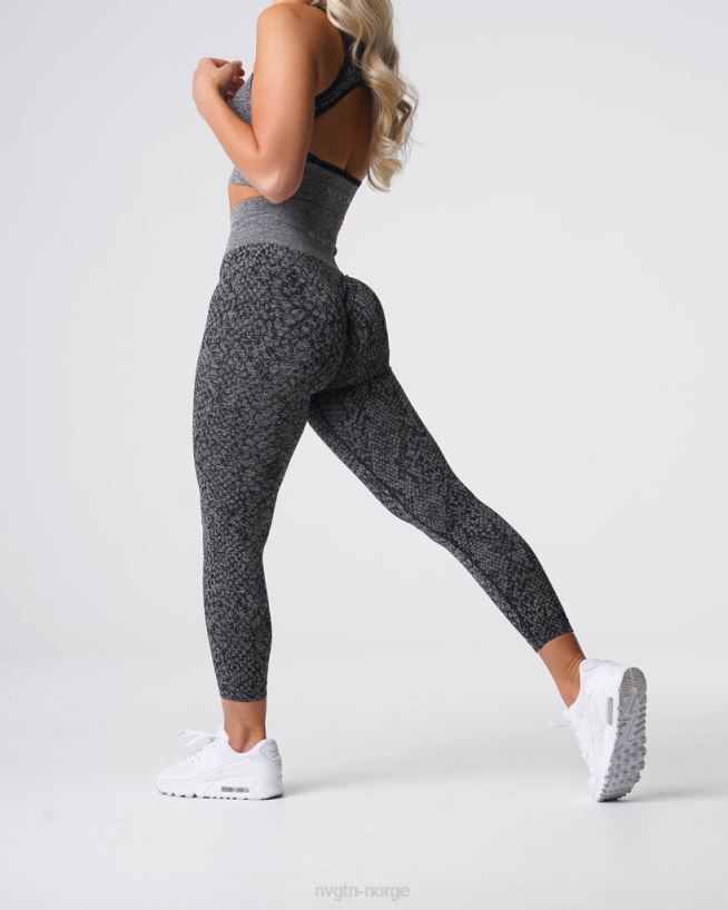 sømløse leggings fra slangeskinn 22RN2T678 svartflekkete Fitness NVGTN kvinner