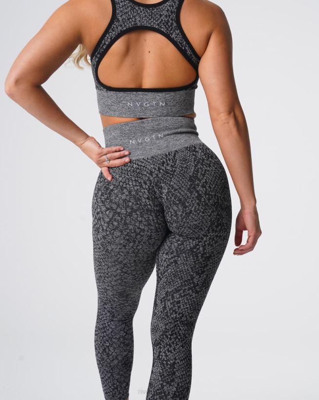 sømløse leggings fra slangeskinn 22RN2T678 svartflekkete Fitness NVGTN kvinner