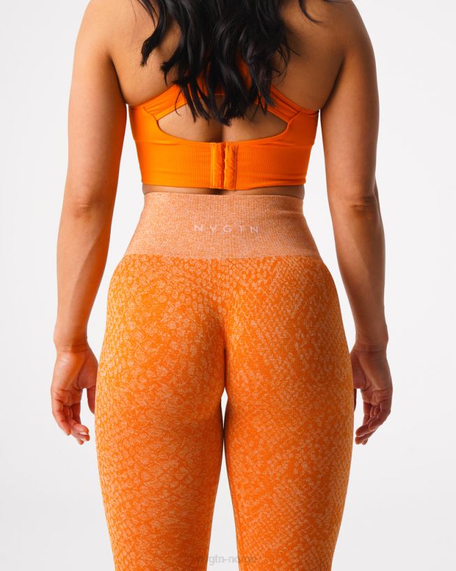 sømløse leggings fra slangeskinn 22RN2T684 brent oransje Fitness NVGTN kvinner