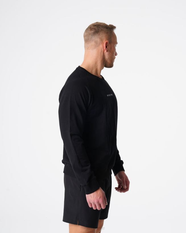 genser med rund hals 22RN2T790 svart topper NVGTN menn
